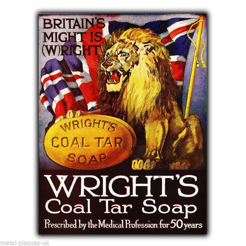 METAL SIGN WALL PLAQUE WRIGHT'S COAL TAR SOAP Vintage poster art picture print