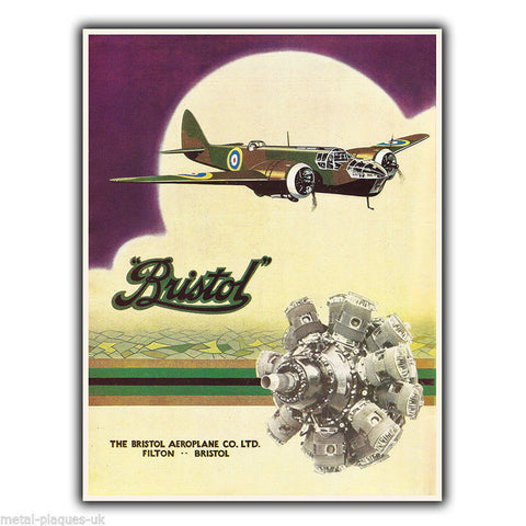 BRISTOL AEROPLANES AIRPLANES Vintage Retro Advert METAL WALL SIGN PLAQUE poster