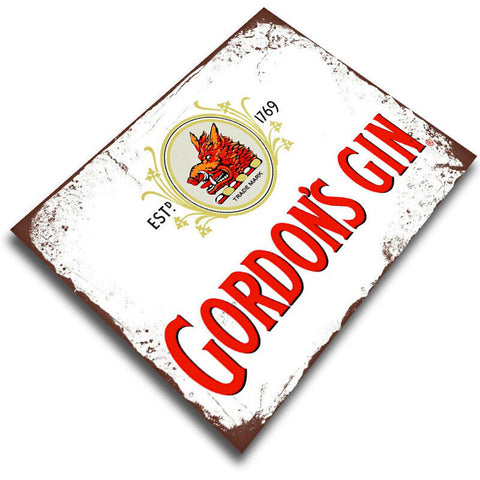 Gordon's GIN METAL WALL PLAQUE Sign kitchen bar cafe decor wall pub