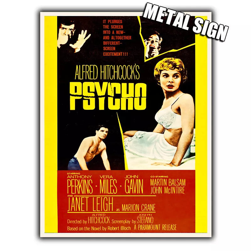 PSYCHO METAL SIGN WALL PLAQUE Film Movie poster reprint man cave classic cinema