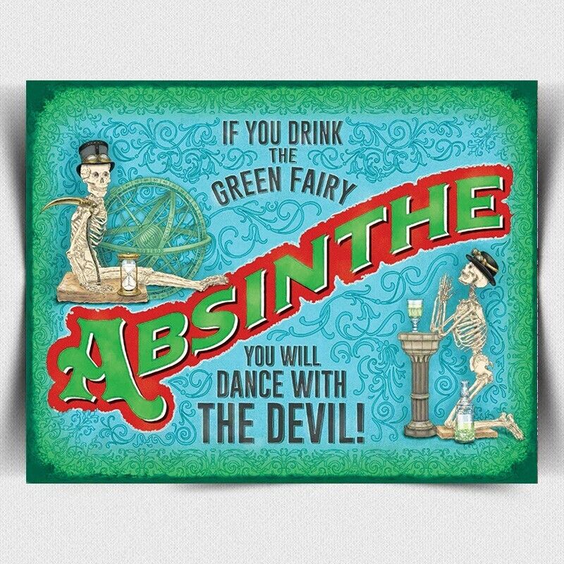 ABSINTHE French SIGN METAL PLAQUE Retro Pub, Bar, Man Cave Dance with the Devil