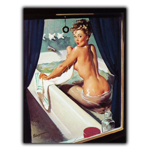 METAL SIGN WALL PLAQUE Bath Bathroom Window PIN UP GIRL ELVGREN Rero print