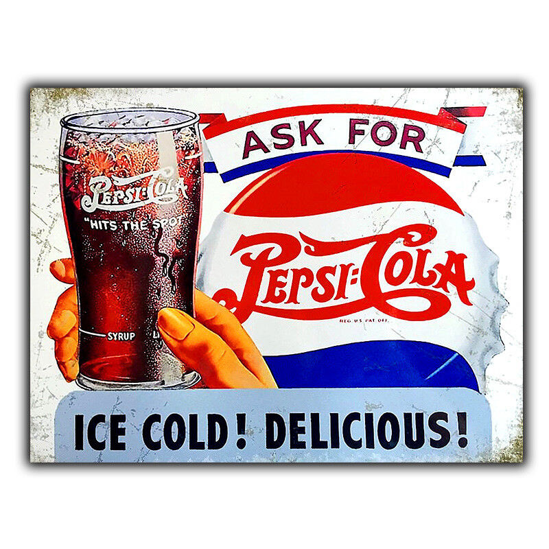 SIGN METAL WALL PLAQUE PEPSI Cola Retro Vintage Bar art poster Advert Coke 1940