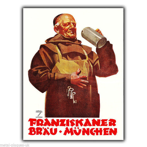 SIGN METAL PLAQUE FRANZISKANER GERMAN BEER Retro Vintage poster Advert