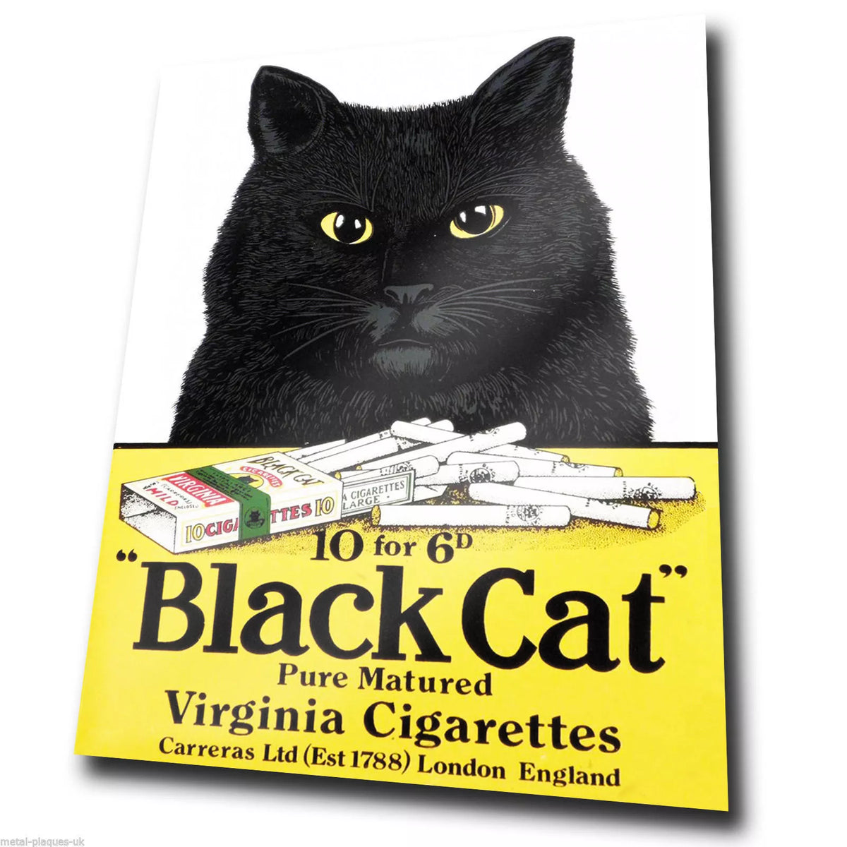 SIGN METAL WALL PLAQUE BLACK CAT Cigarettes Vintage Advert Poster picture print