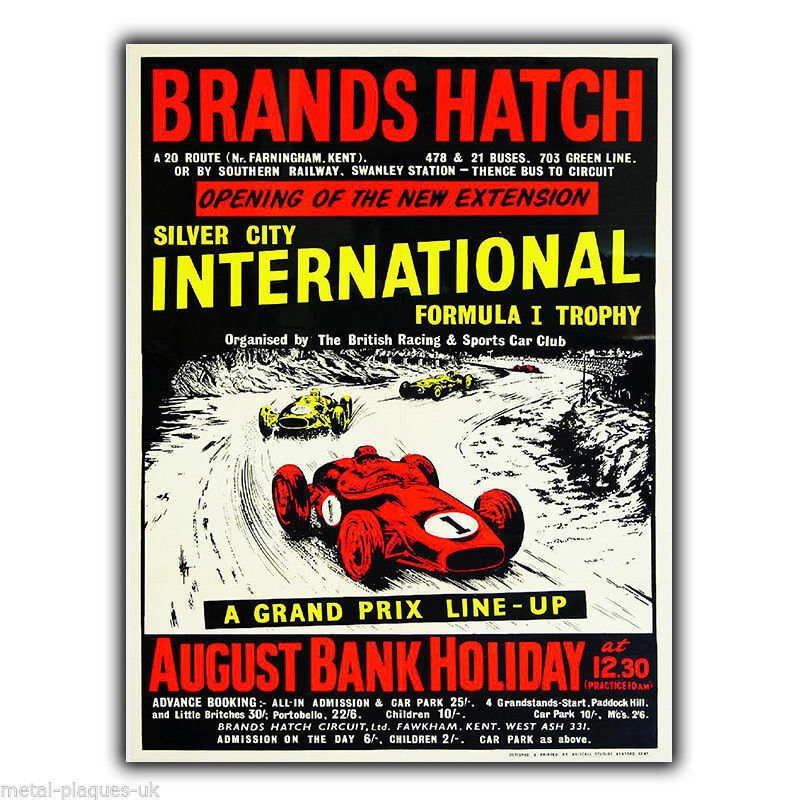 BRANDS HATCH RACING VINTAGE RETRO SIGN METAL WALL PLAQUE poster print