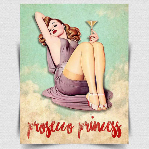 PROSECCO PRINCESS METAL SIGN WALL PLAQUE Retro funny Alcohol Bar Man Cave