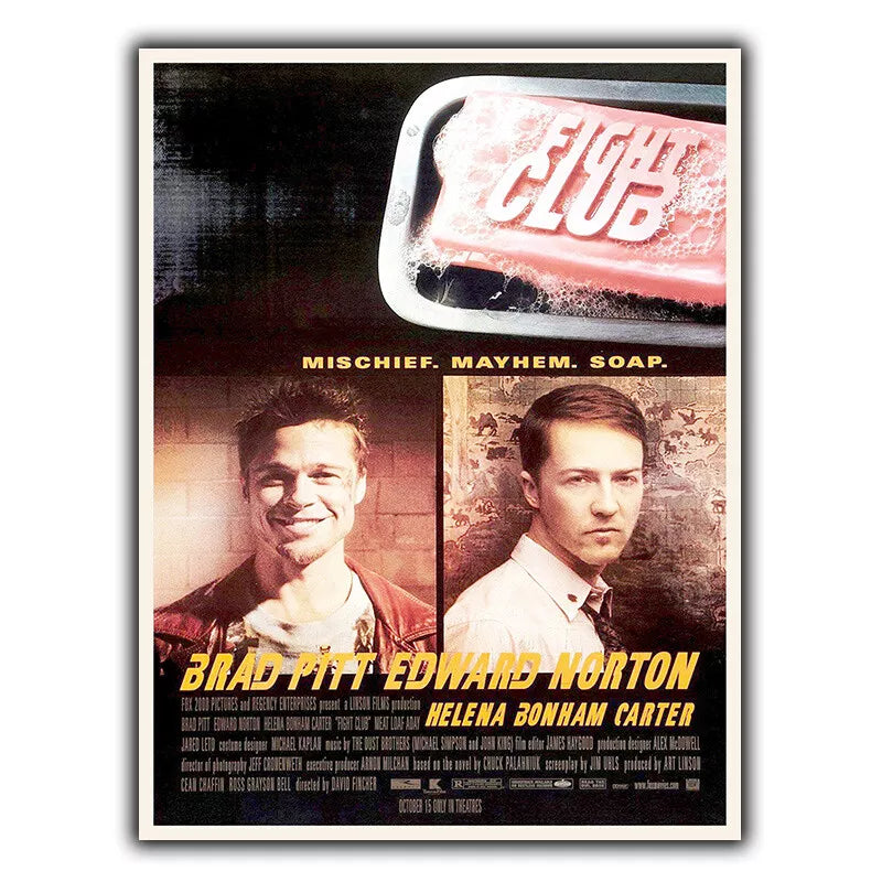 FIGHT CLUB SIGN METAL WALL PLAQUE Man Cave Movie Cinema room poster print