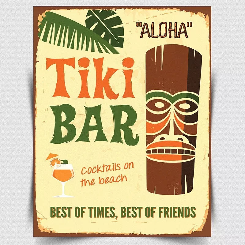 Tiki Bar Retro metal Aluminium Sign vintage Pub Bar Kitchen Man Cave