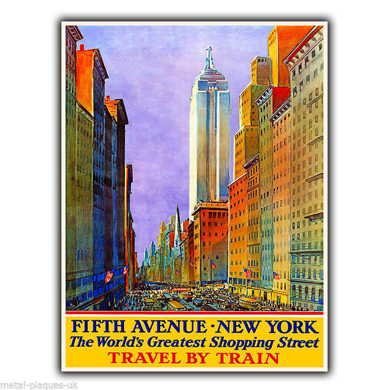 FIFTH AVENUE NEW YORK Vintage Retro Advert METAL WALL SIGN PLAQUE poster print