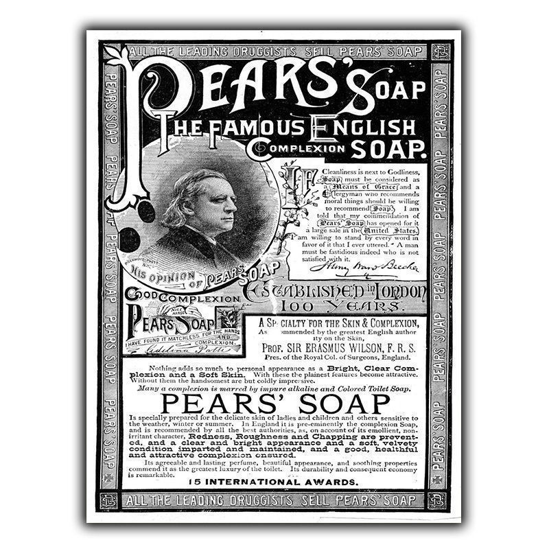 PEARS SOAP METAL SIGN WALL PLAQUE Vintage Bathroom Kitchen Advert art print 1850