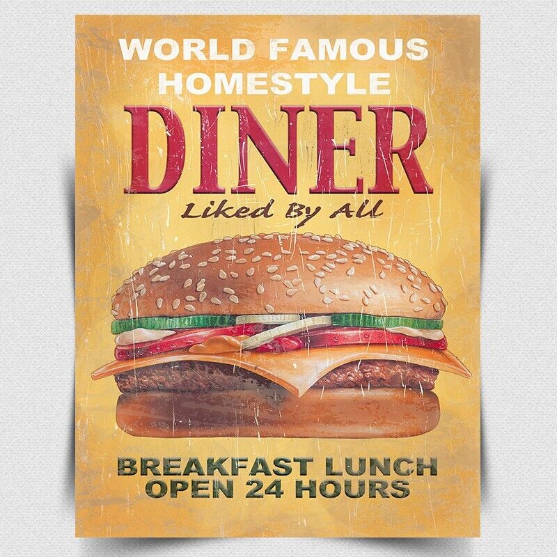 WORLD FAMOUS DINNER BREAKFAST LUNCH METAL SIGN WALL PLAQUE Kitchen FUNNY POSTER