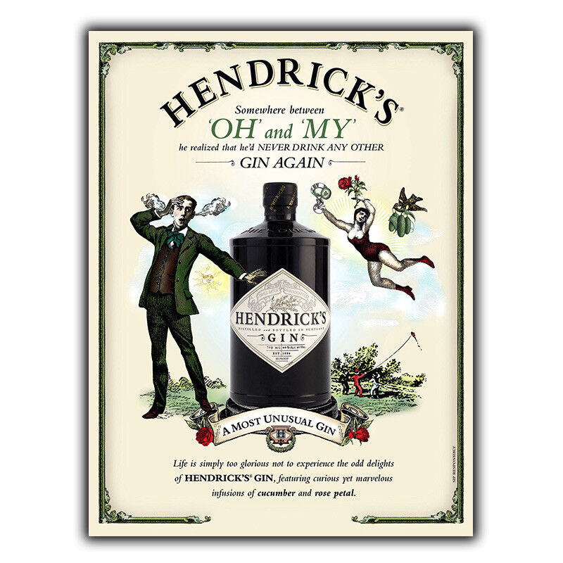 HENDRICK'S GIN & TONIC METAL WALL PLAQUE Sign kitchen bar cafe decor wall pub