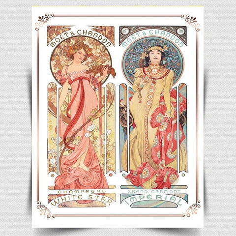 METAL WALL SIGN PLAQUE Champagne Vintage Retro Advert Bar poster ALFONS MUCHA