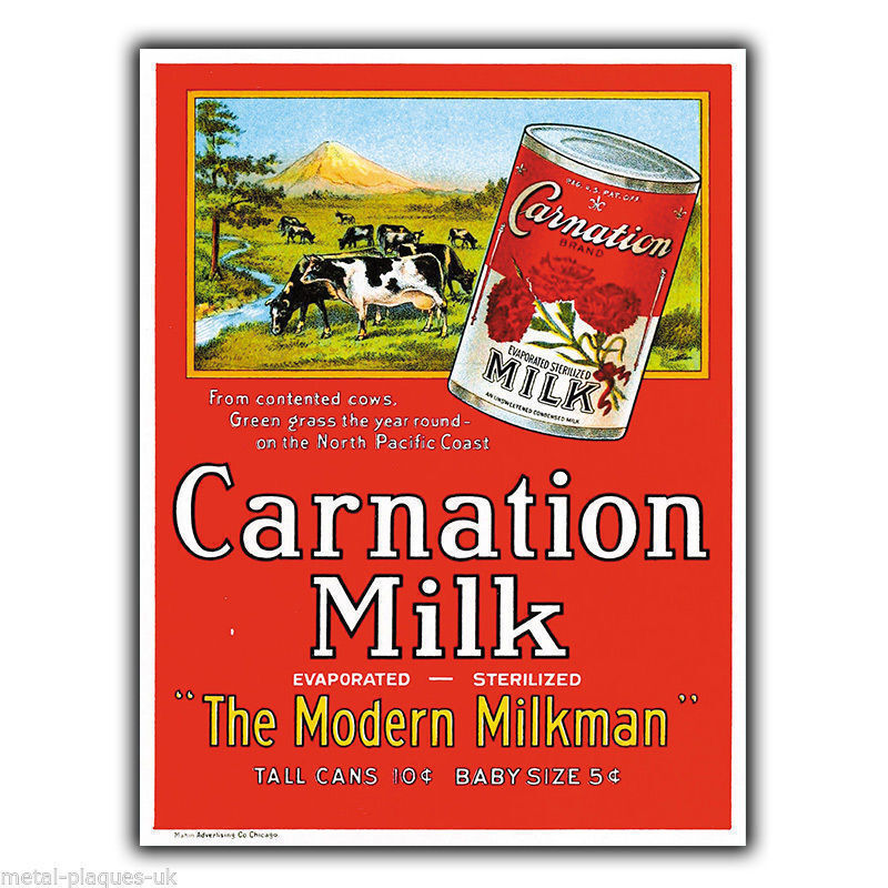 CARNATION MILK METAL SIGN WALL PLAQUE PRINT Retro Vintage poster A3 420 x 297 mm