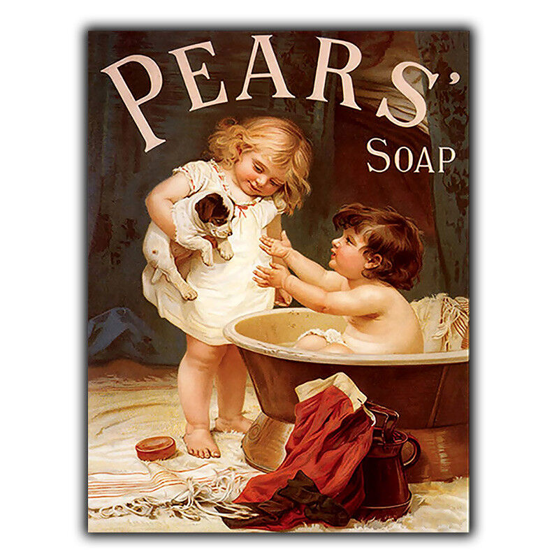 Vintage Style Bathroom Metal Sign Plaque Pears Puppy Dog Soap Bathroom toilet A5