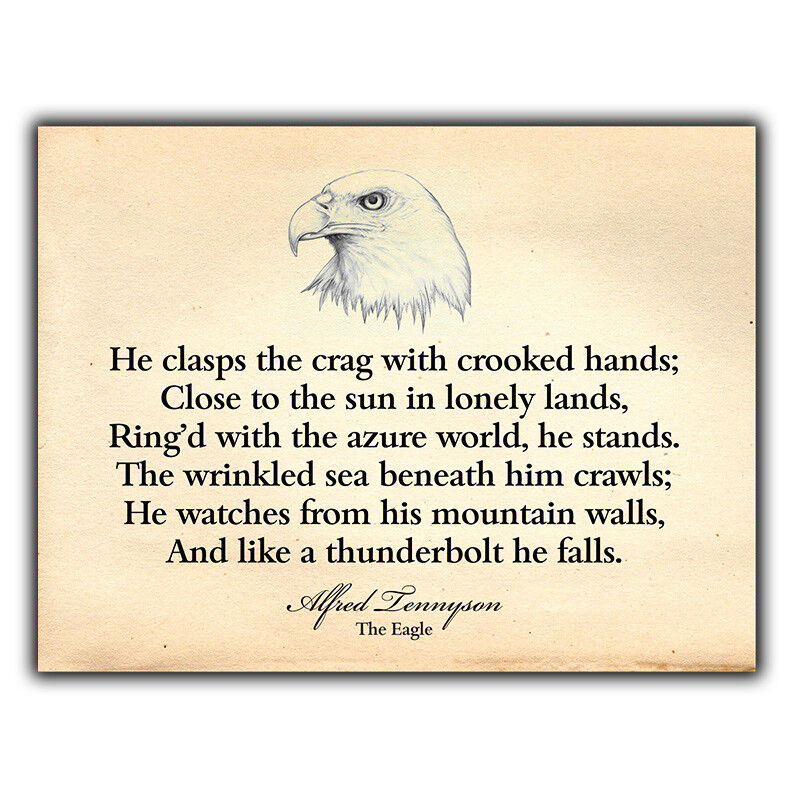 SIGN METAL WALL PLAQUE ALFRED TENNYSON THE EAGLE Poem Quote print Library Study