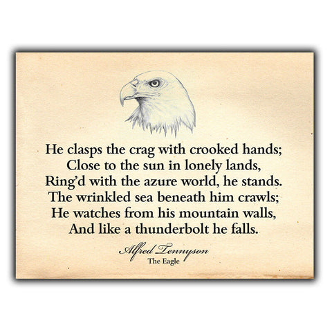 SIGN METAL WALL PLAQUE ALFRED TENNYSON THE EAGLE Poem Quote print Library Study