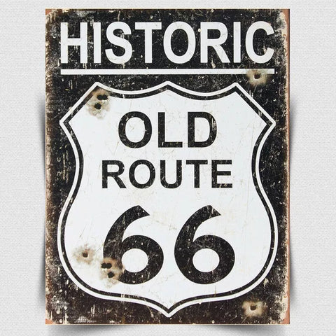 Historic Old Route 66 Retro metal Sign vintage man cave Garage