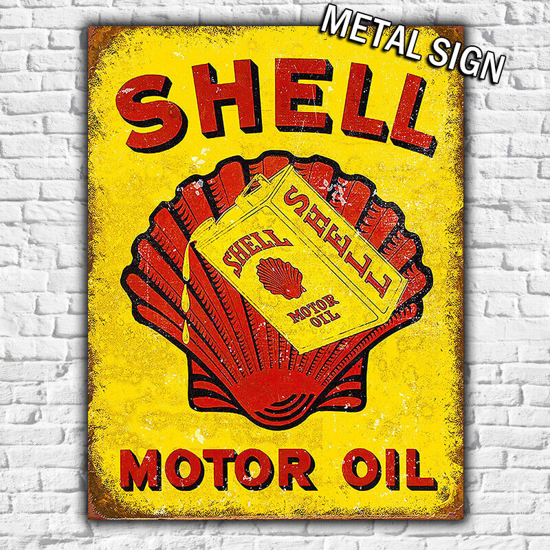 SHELL MOTOR OIL SIGN METAL PLAQUE Retro Ad Man Cave Motorsport Garage Shed Gift