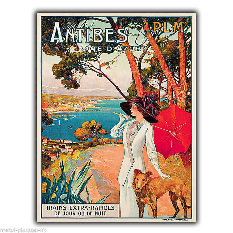 ANTIBES COTE D'AZUR Vintage Retro Advert METAL WALL SIGN PLAQUE poster print