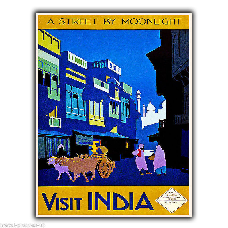 VISIT INDIA Vintage Retro Travel Advert METAL WALL SIGN PLAQUE poster print