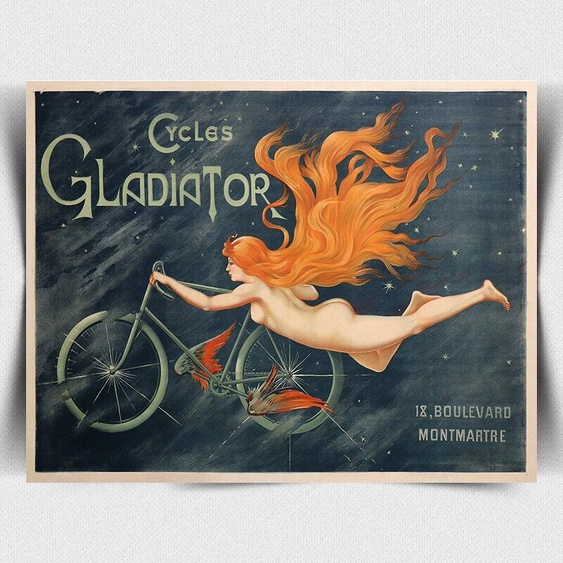 METAL SIGN WALL PLAQUE Gladiator Cycles Bike Sign French Retro style print 1900s