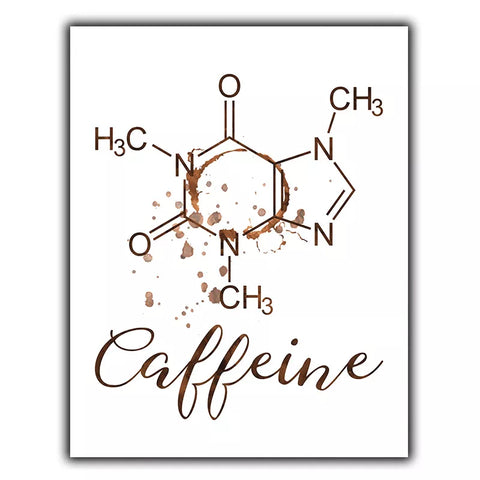 CAFFEINE MOLECULE Coffee METAL PLAQUE WALL SIGN Funny Humorous quote art