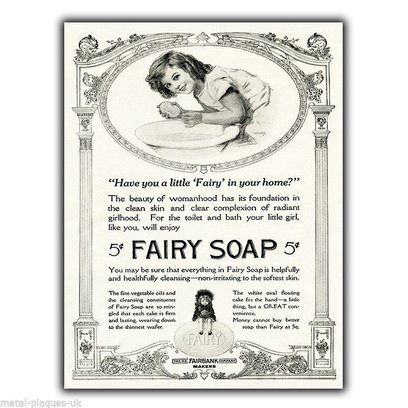 FAIRY SOAP 5 Vintage Retro Advert METAL WALL SIGN PLAQUE Bathroom/Kitchen print