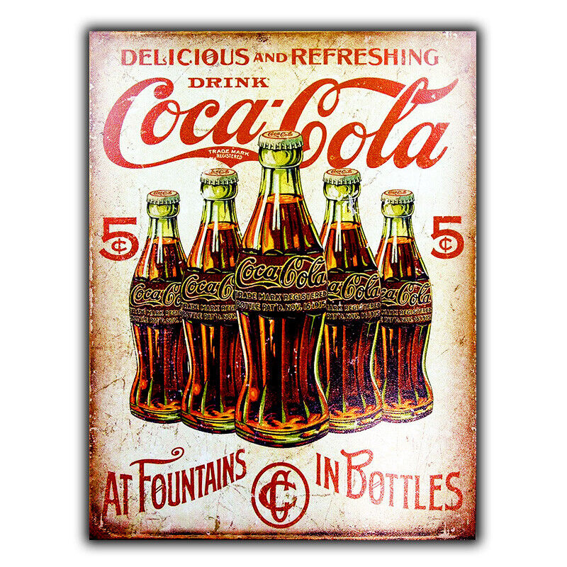 VINTAGE Coca Cola COKE METAL SIGN RETRO PLAQUE Kitchen GARAGE BAR PUB MAN CAVE