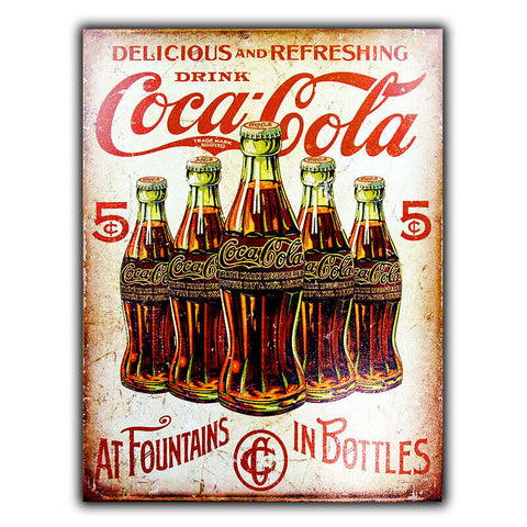 VINTAGE Coca Cola COKE METAL SIGN RETRO PLAQUE Kitchen GARAGE BAR PUB MAN CAVE