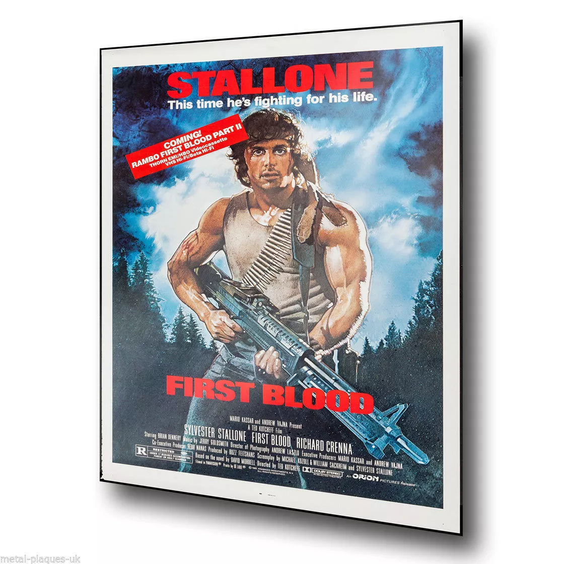 RAMBO FIRST BLOOD STALLONE Film Advert SIGN METAL PLAQUE art print poster