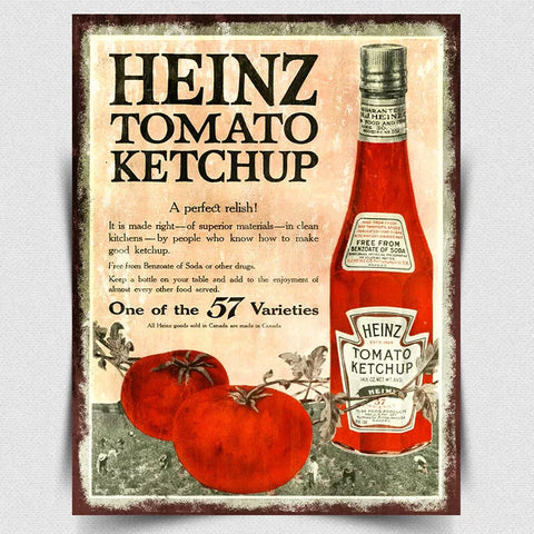 HEINZ TOMATO KETCHUP METAL SIGN WALL PLAQUE Retro Vintage advert print kitchen