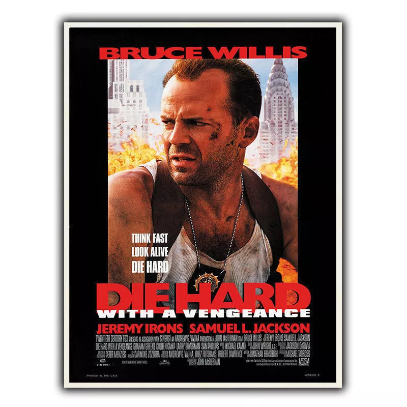 DIE HARD WITH A VENGEANCE SIGN METAL PLAQUE Film Movie Advert poster print