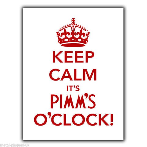 KEEP CALM IT'S PIMM'S O'CLOCK METAL SIGN WALL PLAQUE kitchen bar poster print