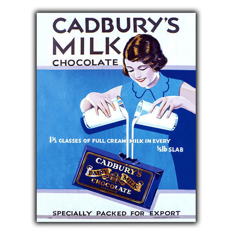 CADBURY MILK CHOCOLATE Vintage Retro Advert METAL WALL SIGN PLAQUE poster print