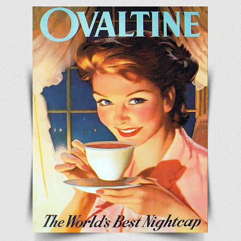 SIGN METAL WALL PLAQUE OVALTINE Vintage Retro poster art print kitsch picture