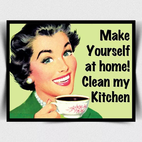 METAL SIGN WALL PLAQUE "Clean My Kitchen" FUNNY Retro Vintage Kitchen print