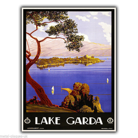 LAKE GARDA ITALY Vintage Retro Travel Advert METAL WALL SIGN PLAQUE poster print