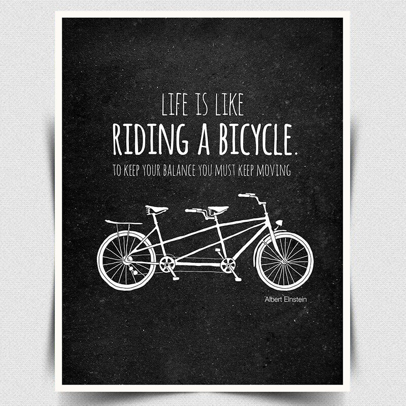 METAL SIGN WALL PLAQUE "LIFE IS LIKE RIDING A BICYCLE" Albert Einstein Quote