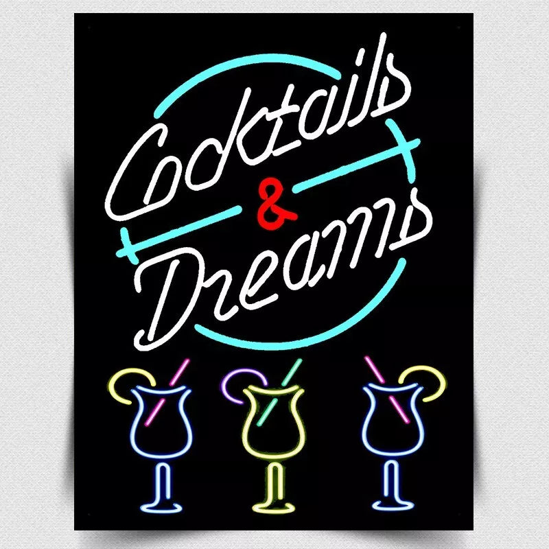 Cocktails And Dreams Retro metal Aluminium Sign vintage man cave bar pub