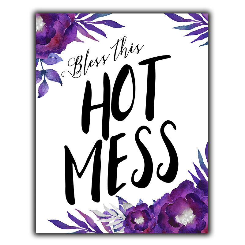 BLESS THIS HOT MESS METAL PRINT PLAQUE WALL SIGN Humorous home decor quote