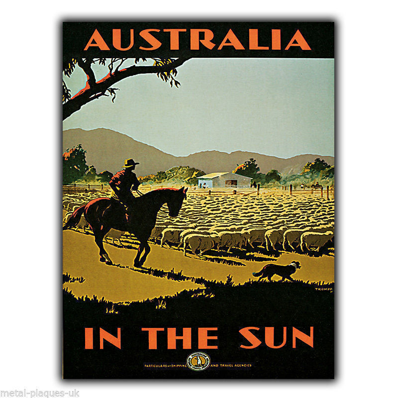 AUSTRALIA Vintage Retro Travel Advert METAL WALL SIGN PLAQUE poster print