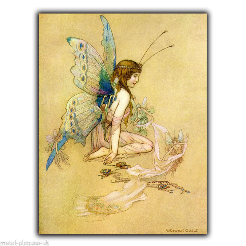 Vintage FAIRY SIGN METAL PLAQUE nursery kids childrens playroom bedroom