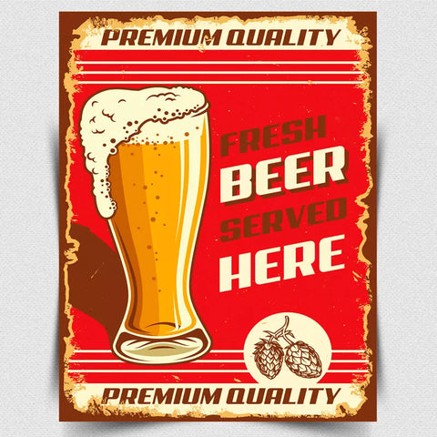 FRESH BEER SOLD HERE METAL SIGN WALL PLAQUE Alcohol Retro funny drinking bar