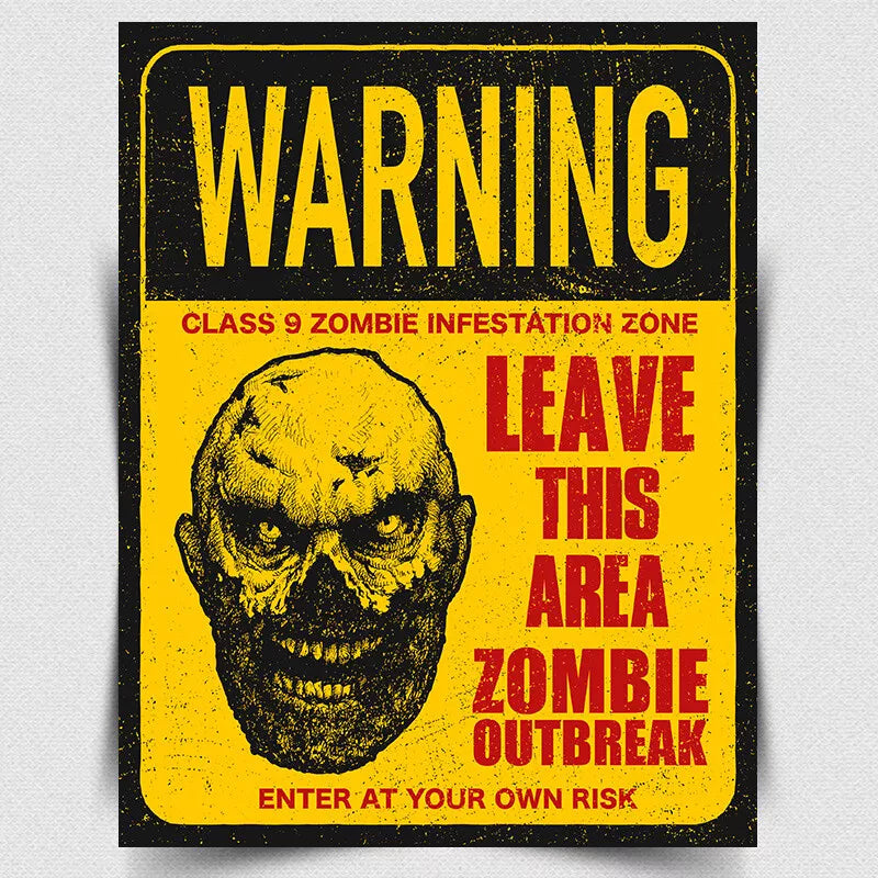 WARNING ZOMBIE INFESTATION METAL WALL SIGN/PLAQUE Retro/Vintage poster