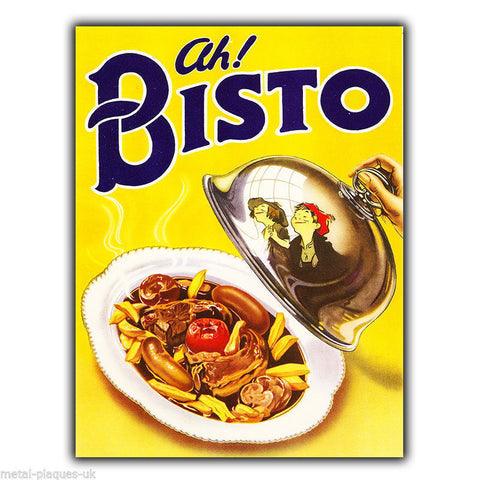 SIGN METAL WALL PLAQUE ah! BISTO Retro Vintage poster Advert Kitchen 1952