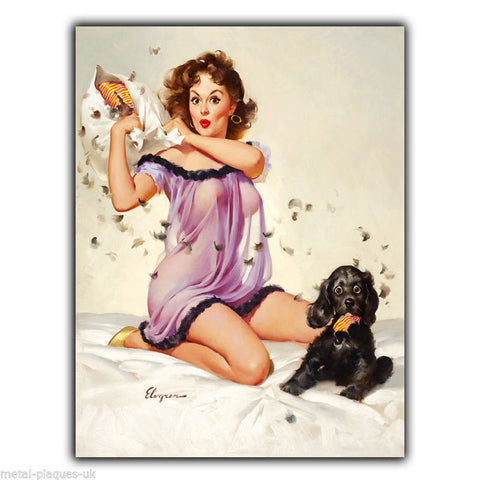 SIGN METAL PLAQUE PIN-UP PILLOW GIRL ELVGREN PIN UP poster art picture