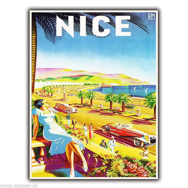 NICE FRANCE Vintage Retro Travel Advert METAL WALL SIGN PLAQUE poster print