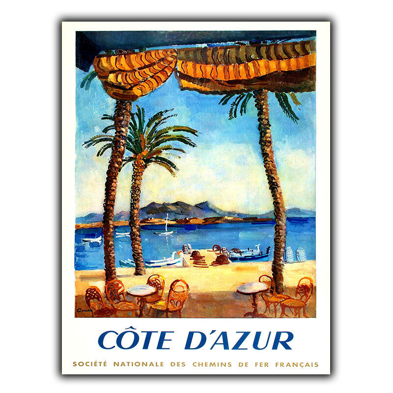 COTE D'AZUR French Riviera Vintage METAL SIGN WALL PLAQUE poster travel print